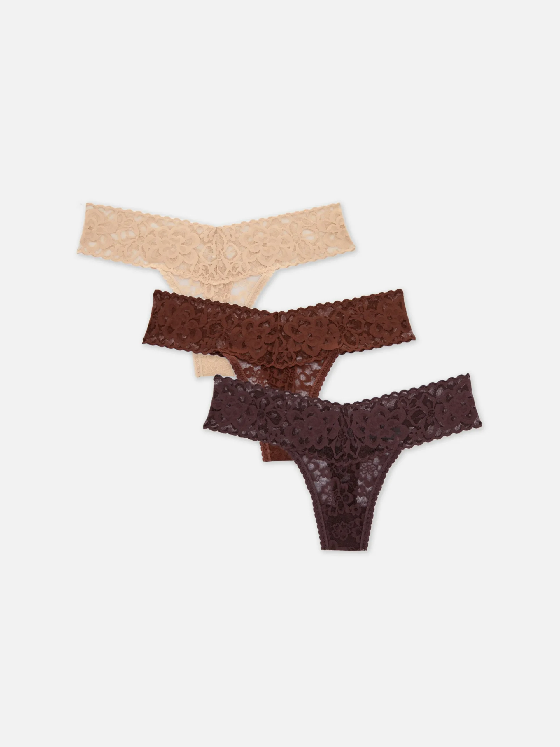 Mujer Primark Bragas|Pack De 3 Tangas Bandeau Florales Con Encaje