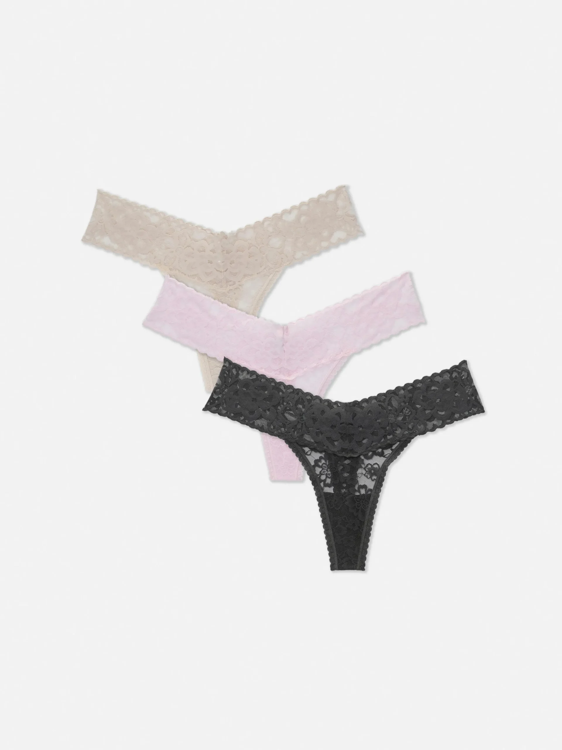 Mujer Primark Bragas|Pack De 3 Tangas Bandeau Florales Con Encaje