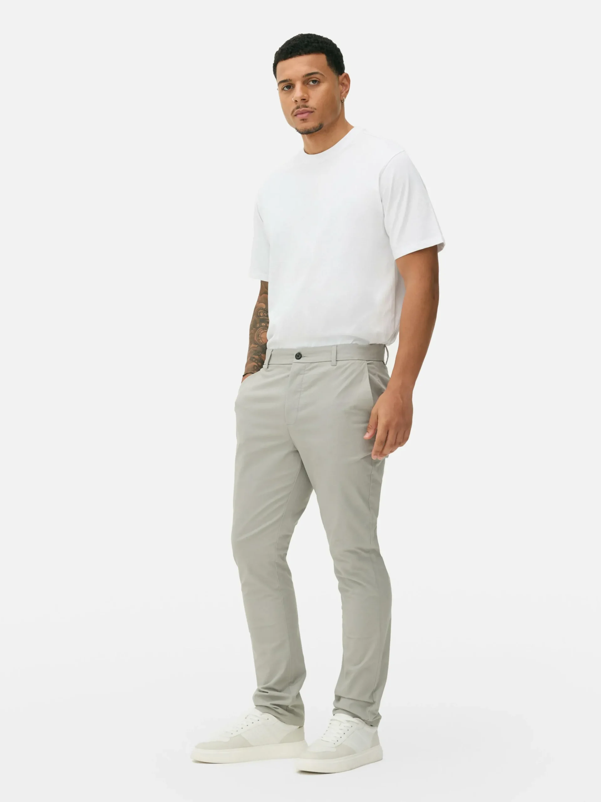 Hombre Primark Pantalón|Pantalones Chinos Elásticos De Corte Entallado