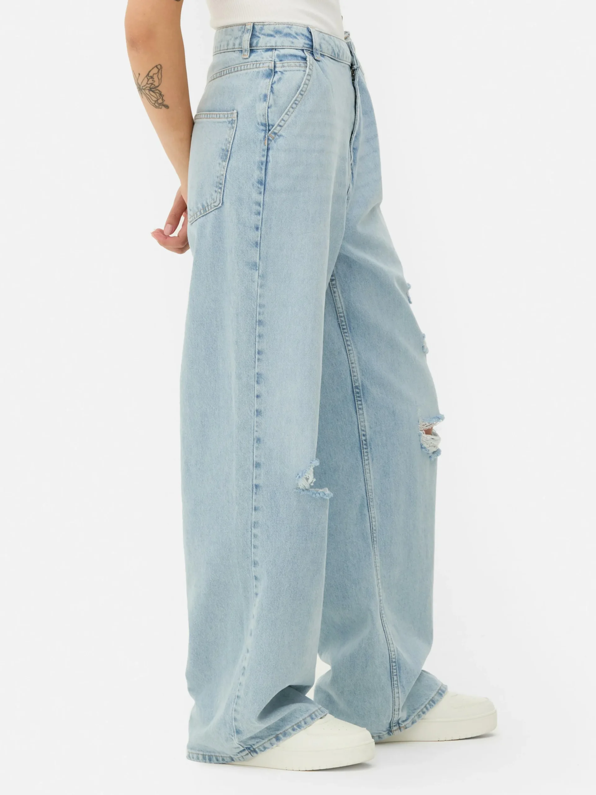 Mujer Primark Vaqueros|Pantalones Vaqueros De Pernera Ancha Desgastados