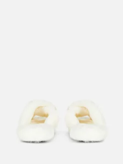 Niños Primark Zapatillas De Estar En Casa|Pantuflas De Pelo Sintético Con Tiras Cruzadas