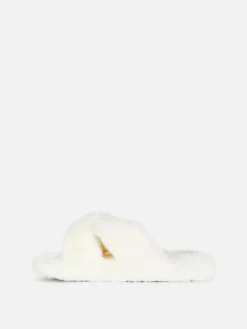 Niños Primark Zapatillas De Estar En Casa|Pantuflas De Pelo Sintético Con Tiras Cruzadas