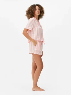 Mujer Primark Sets De Pijamas|Pijama Con Camisa Y Pantalones Cortos De Satén