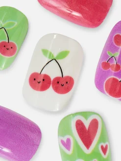 Primark Uñas Postizas|Pintalabios Mate Miniuñas Postizas A Presión Con Cerezas De PS...
