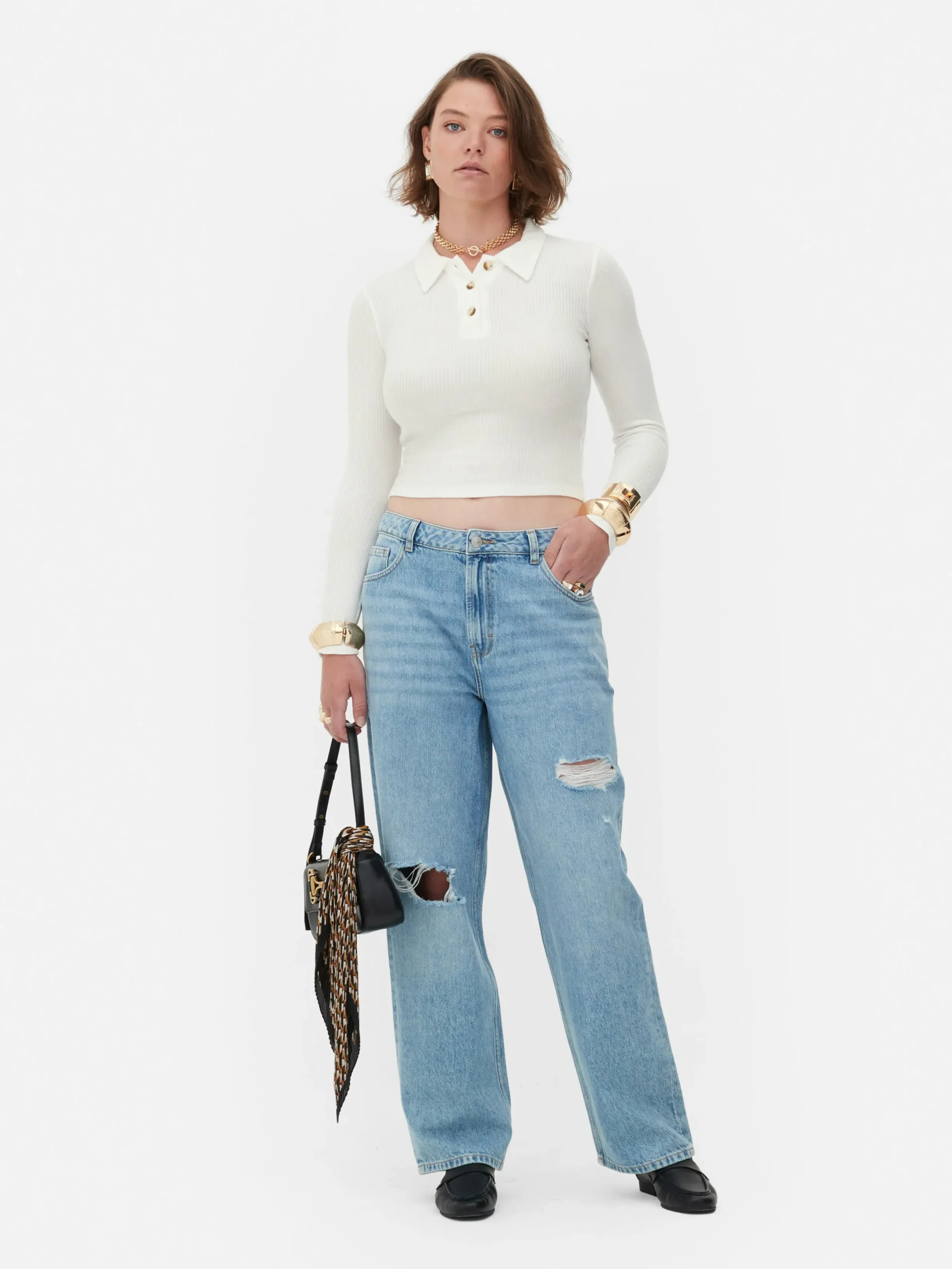 Mujer Primark Tops Y Camisetas|Polo Acanalado De Manga Larga De Rita Ora