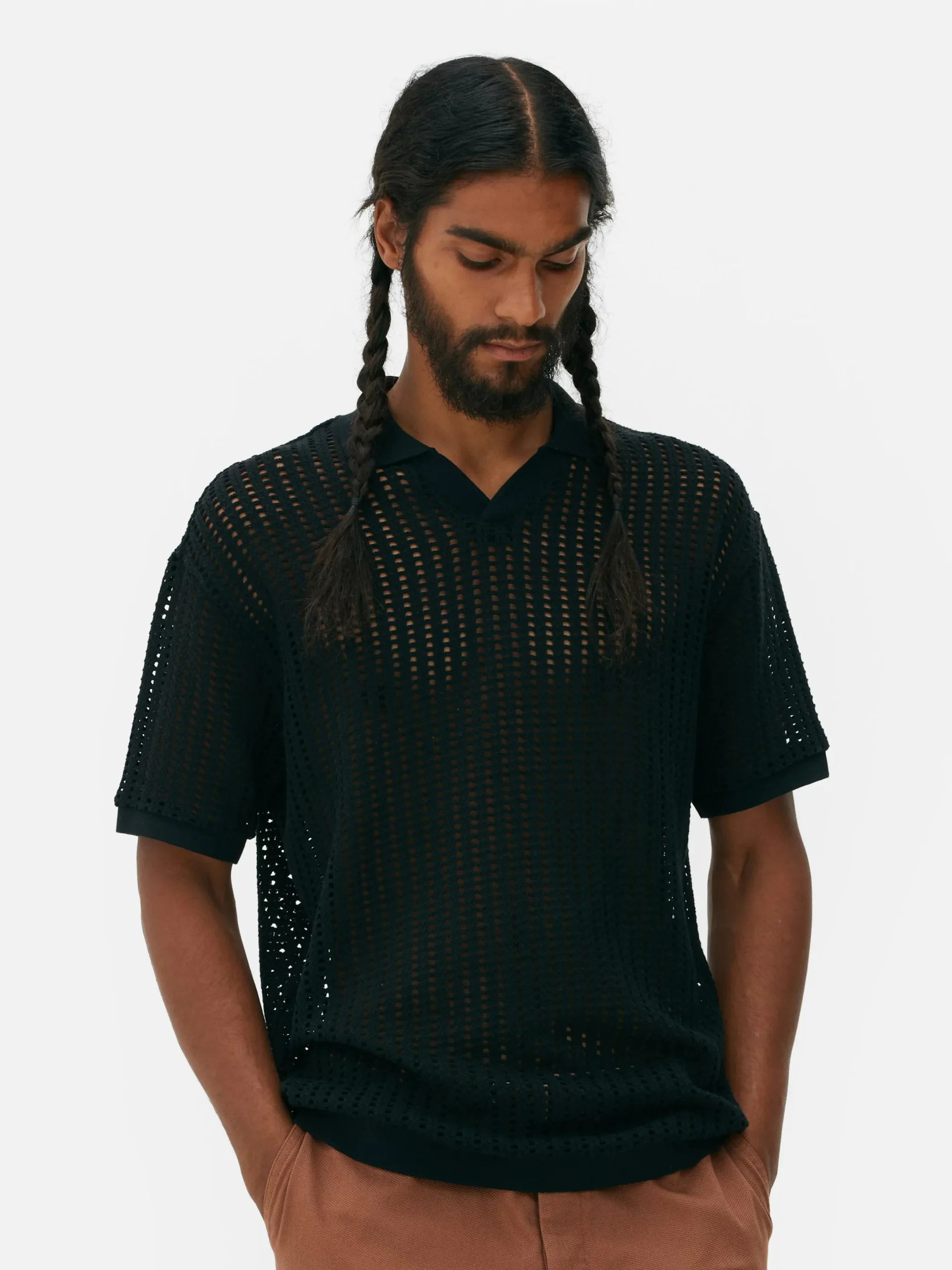 Hombre Primark Tops Y Camisetas|Polo De Crochet Calado
