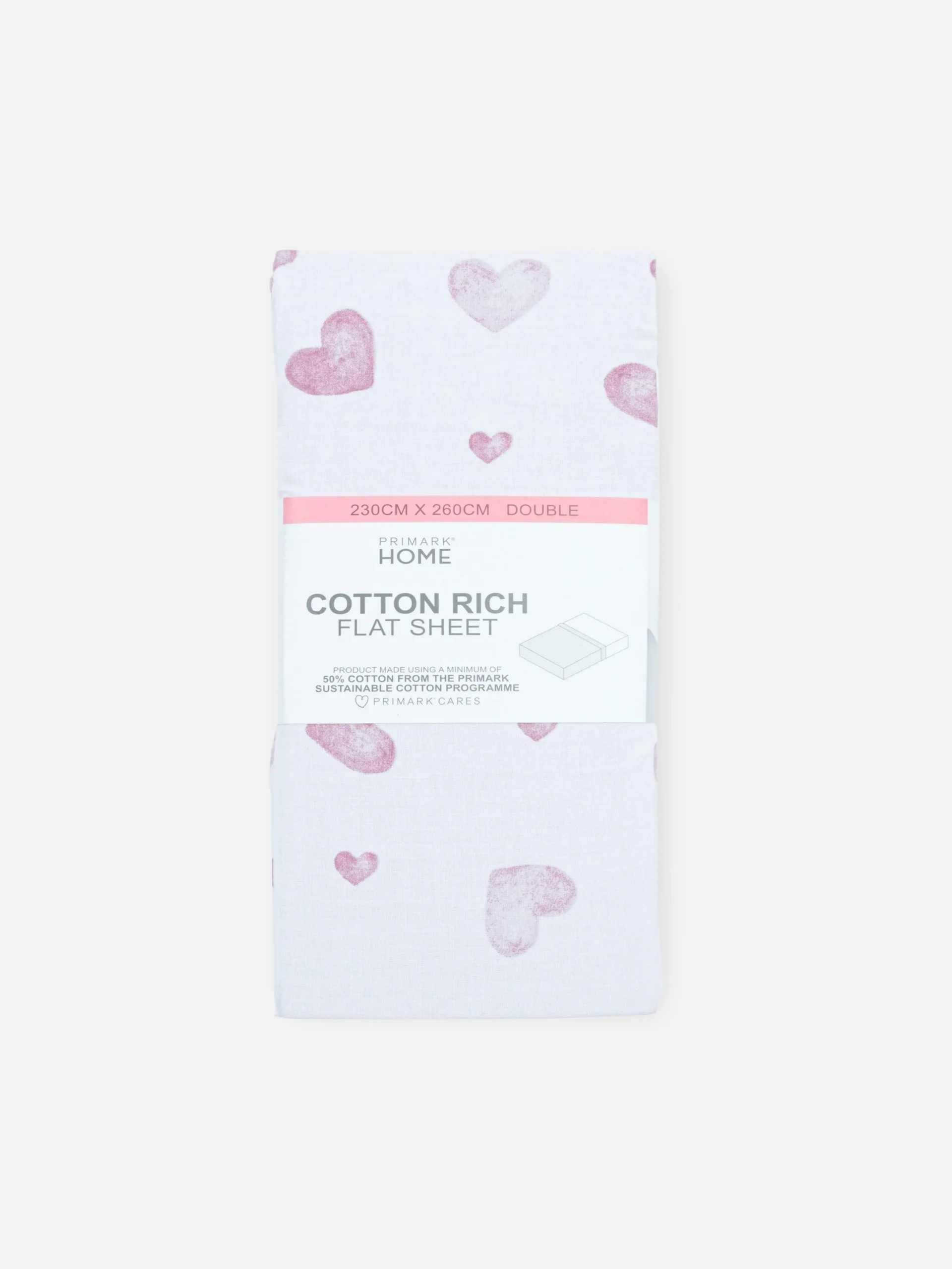 Primark Sábanas Y Fundas De Almohada|Sábana Encimara Para Cama Doble Con Corazones