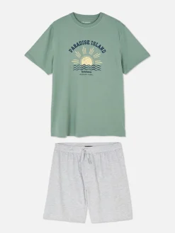 Hombre Primark Pijama|Set De Pijama De Pantalones Cortos Y Camiseta