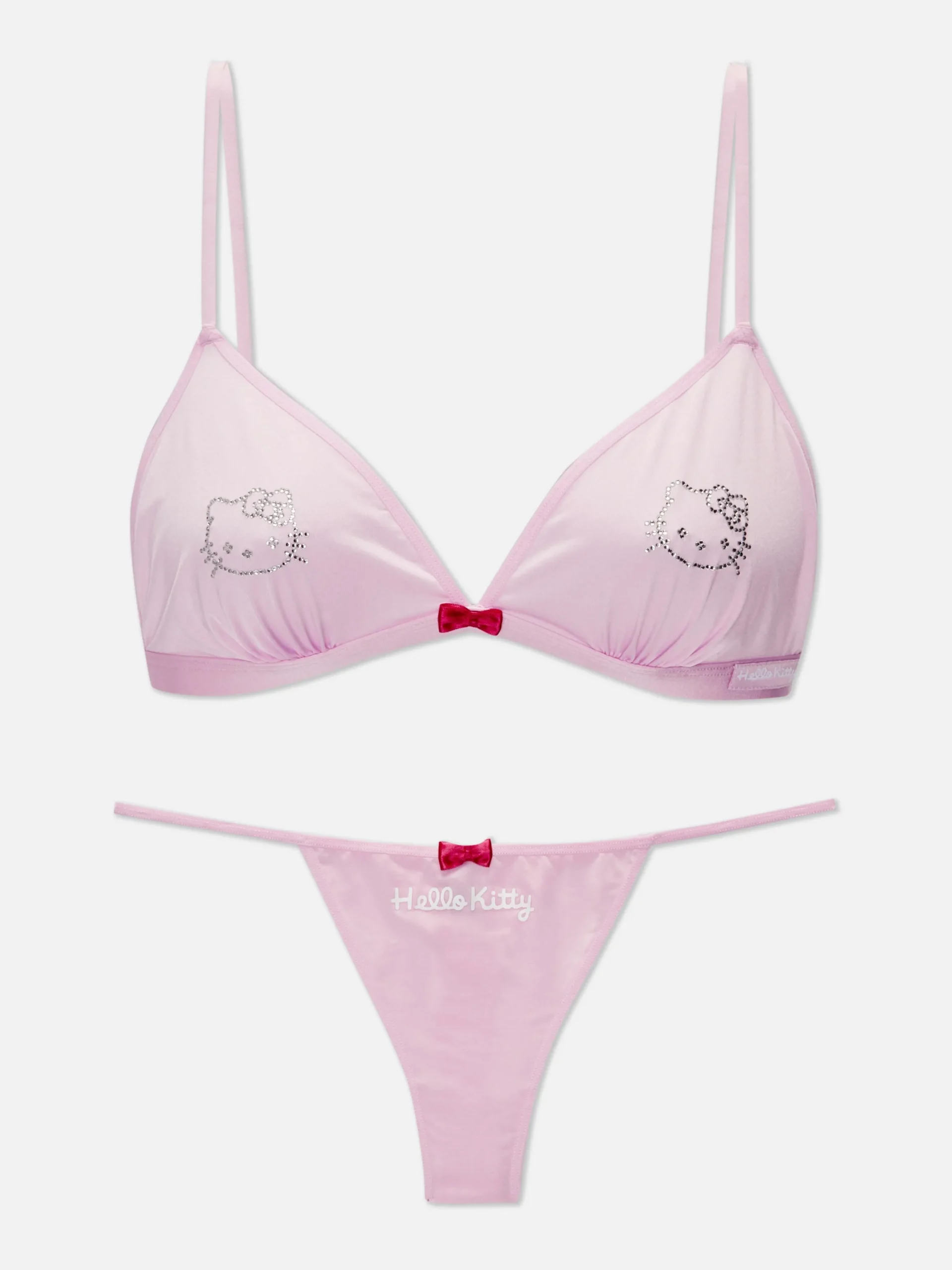 Mujer Primark Sets De Lencería|Set De Sujetador Y Tanga Con Strass De Hello Kitty