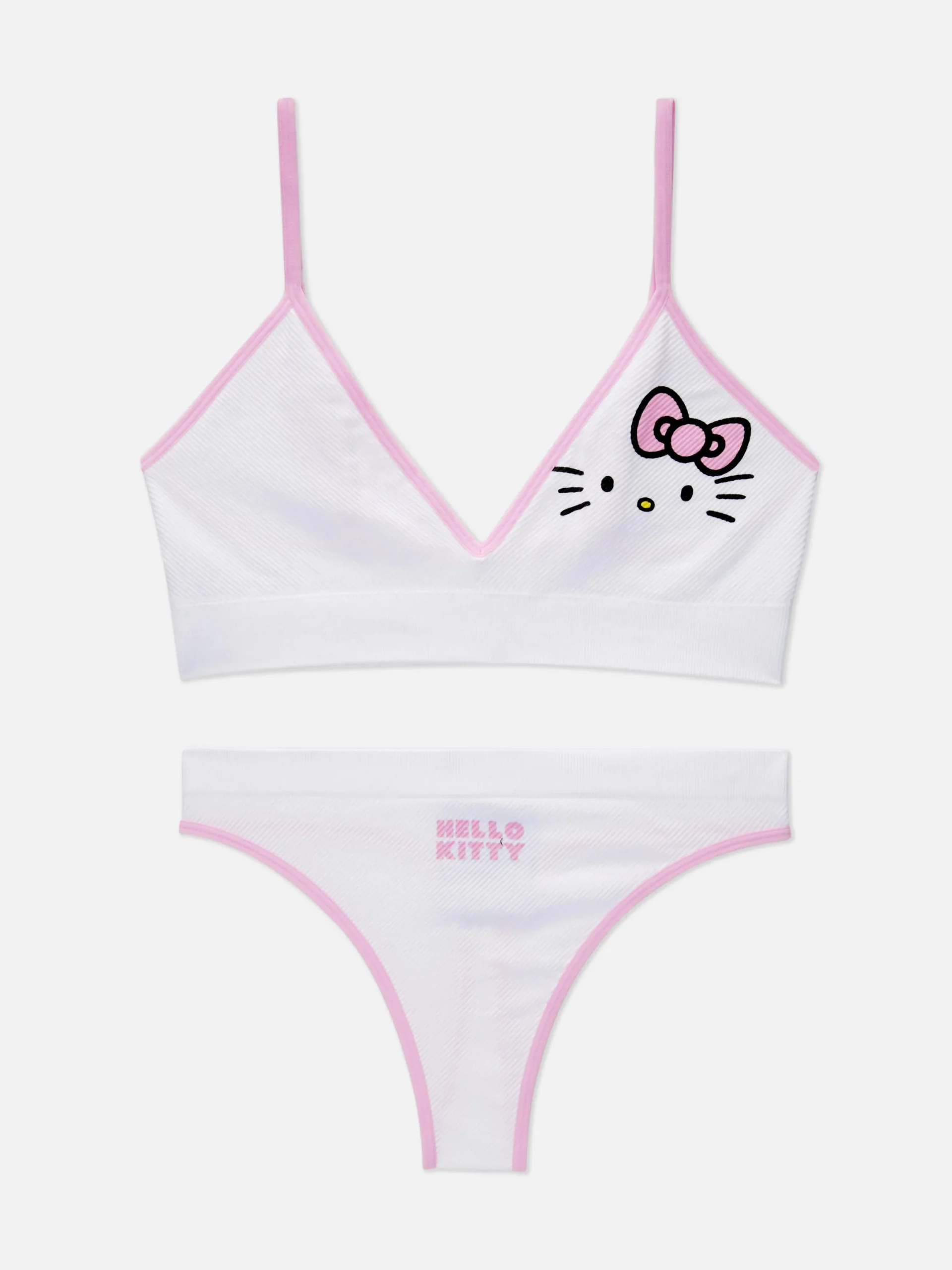 Mujer Primark Sets De Lencería|Set De Tanga Y Bralette Sin Costuras De Hello Kitty