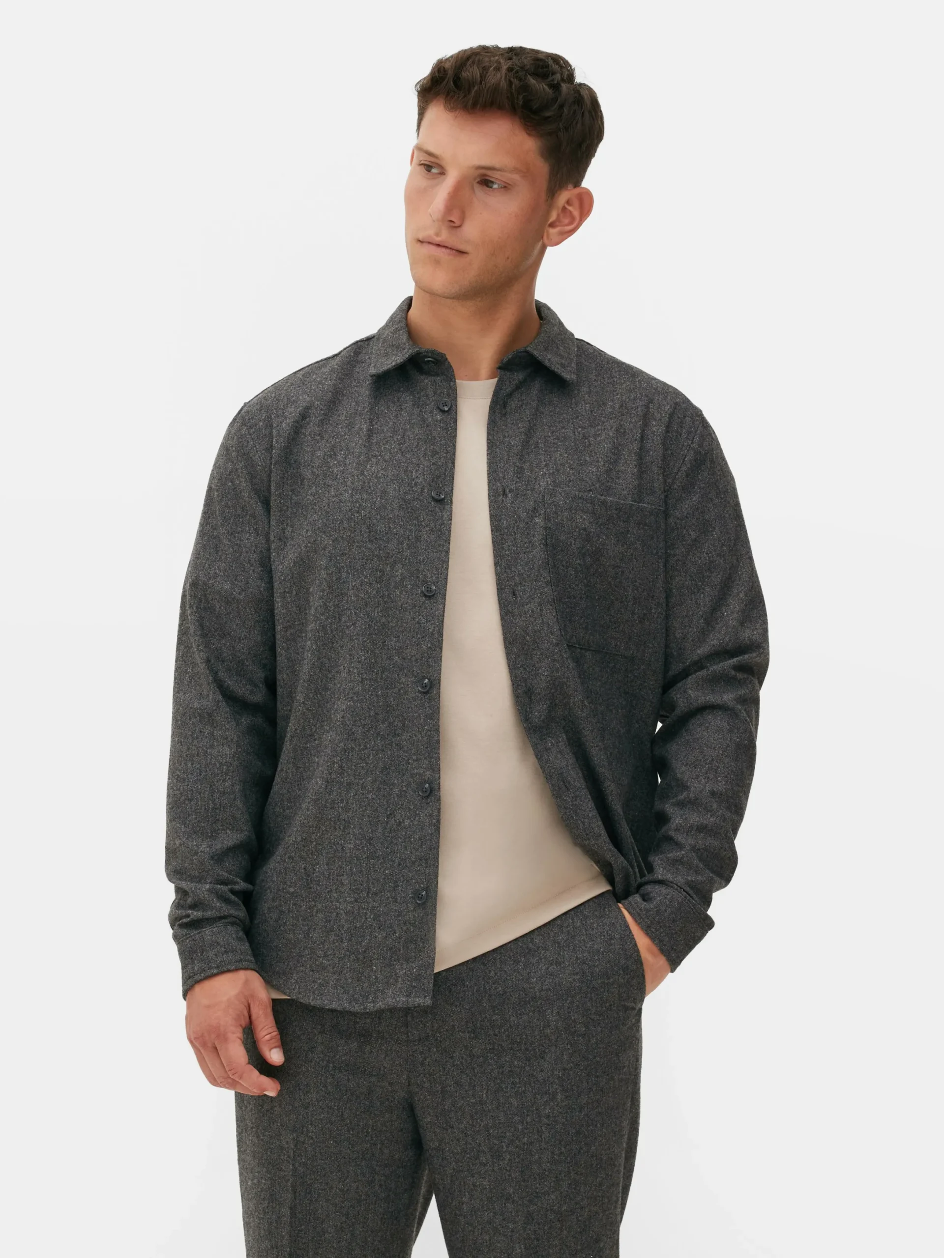 Hombre Primark Camisas|Sobrecamisa Con Bolsillo De Parche De Kem