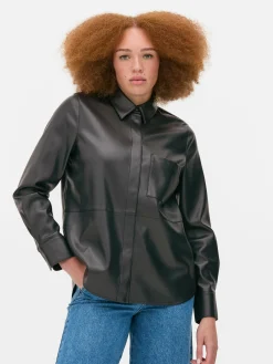 Mujer Primark Camisas Y Blusas|Sobrecamisa De Piel Sintética