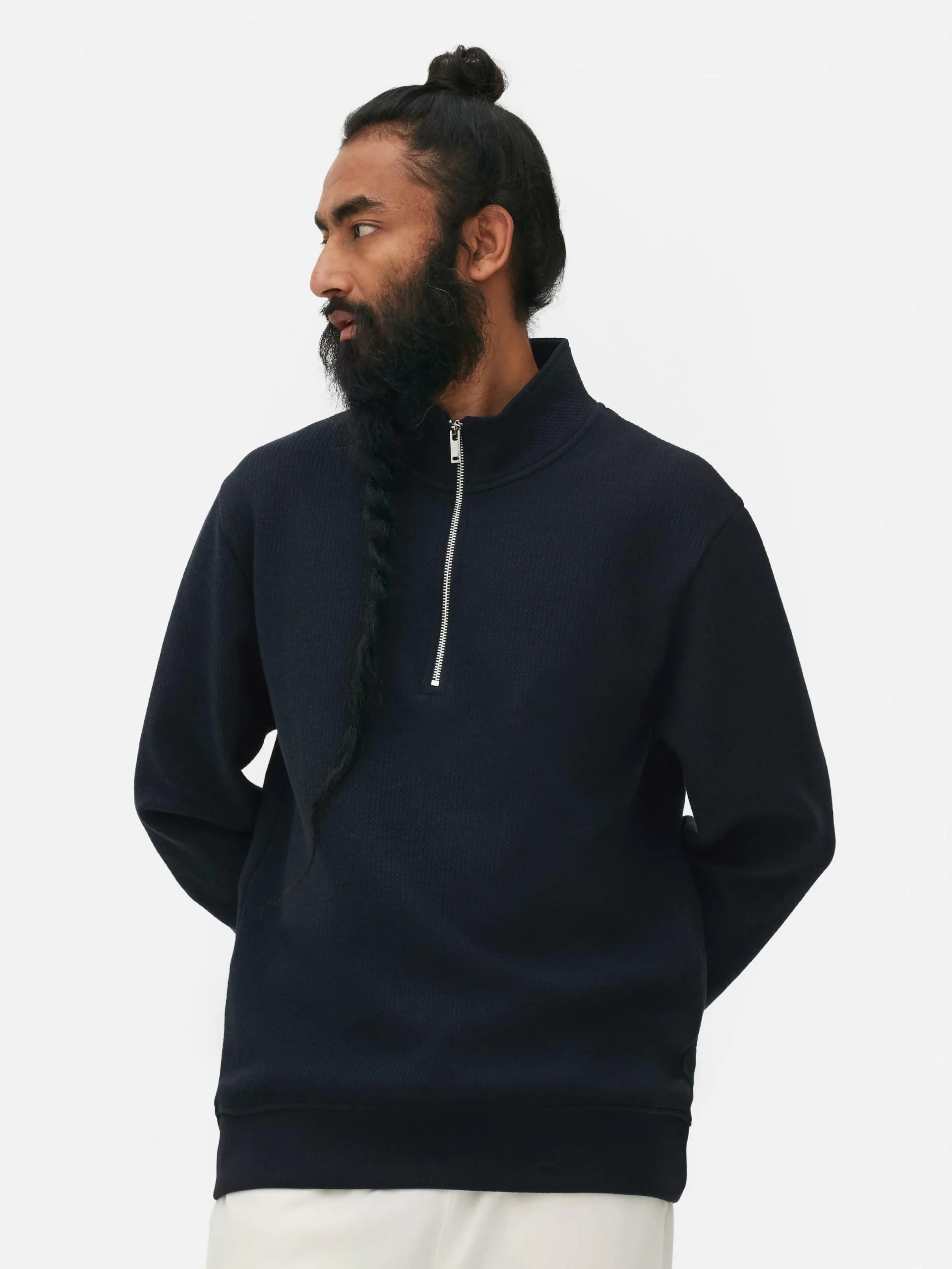 Hombre Primark Sudaderas Con Y Sin Capucha|Sudadera Con Cremallera Y Textura Geométrica
