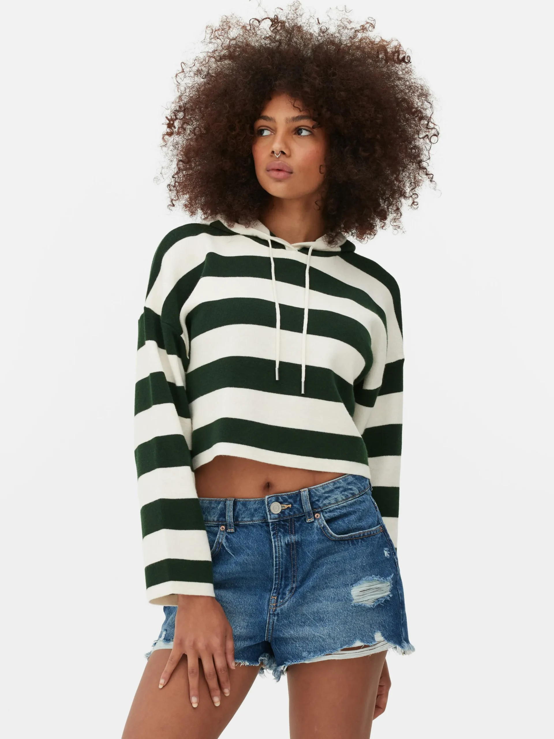 Mujer Primark Jerseys Y Cárdigans|Sudadera De Punto A Rayas Con Capucha