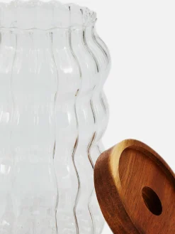 Primark Menaje|Tarro De Vidrio Estriado Con Tapa De Madera