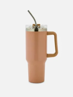 Primark Tazas Y Tazones|Taza Portátil De Acero Inoxidable Con Pajita