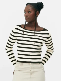 Mujer Primark Jerseys Y Cárdigans|Top Acanalado Con Cuello Barco