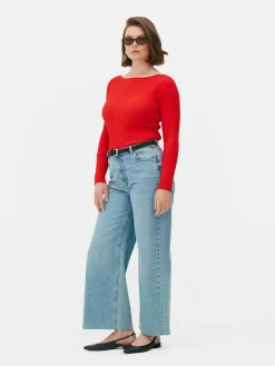 Mujer Primark Jerseys Y Cárdigans|Top Acanalado Con Cuello Barco