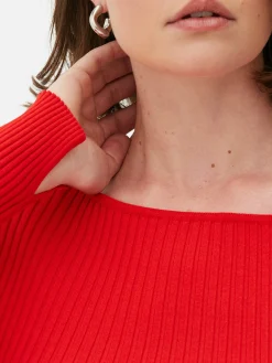 Mujer Primark Jerseys Y Cárdigans|Top Acanalado Con Cuello Barco