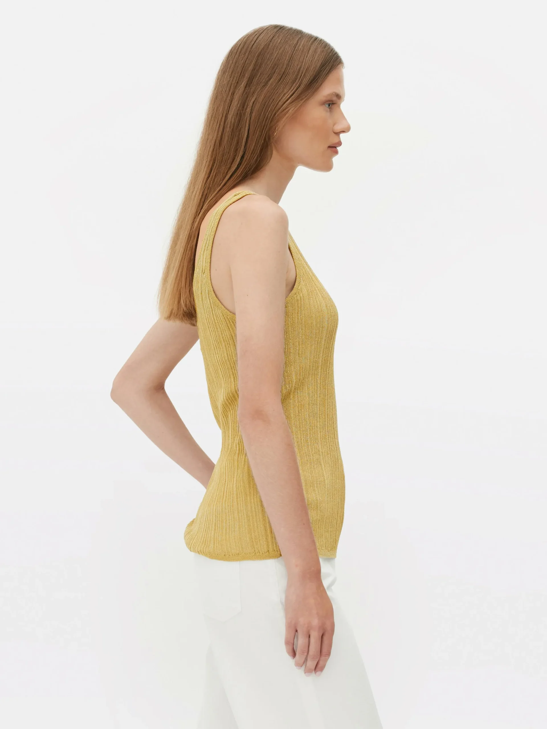 Mujer Primark Tops Y Camisetas|Top De Punto Acanalado Sin Mangas De The Edit