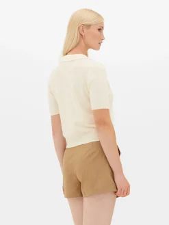 Mujer Primark Jerseys Y Cárdigans|Top De Punto Fino Y Manga Corta Con Cuello