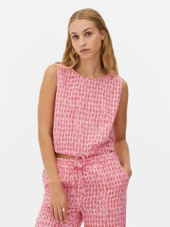 Mujer Primark Camisas Y Blusas|Top Estampado Con Cordón De Ajuste En El Bajo