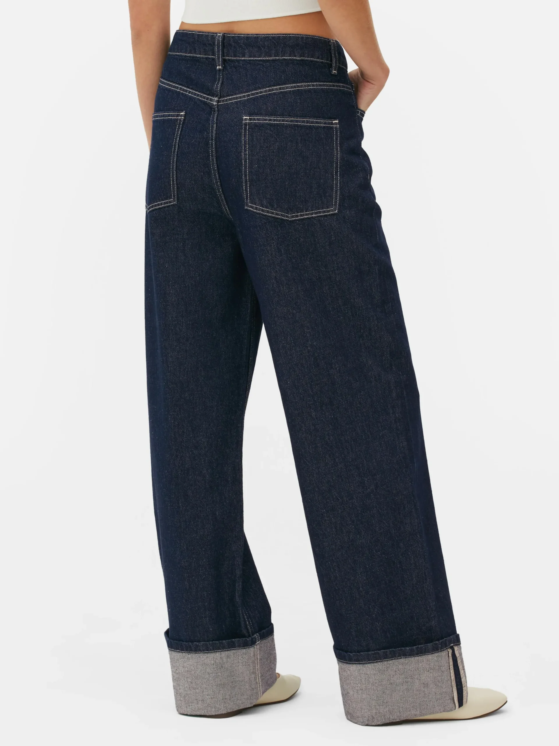 Mujer Primark Vaqueros|Vaqueros De Pernera Ancha Con Bajos Vueltos