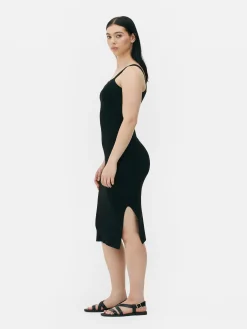 Mujer Primark Vestidos|Vestido Acanalado De Escote Cuadrado