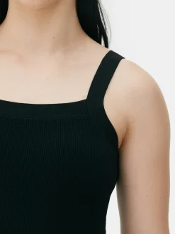 Mujer Primark Vestidos|Vestido Acanalado De Escote Cuadrado