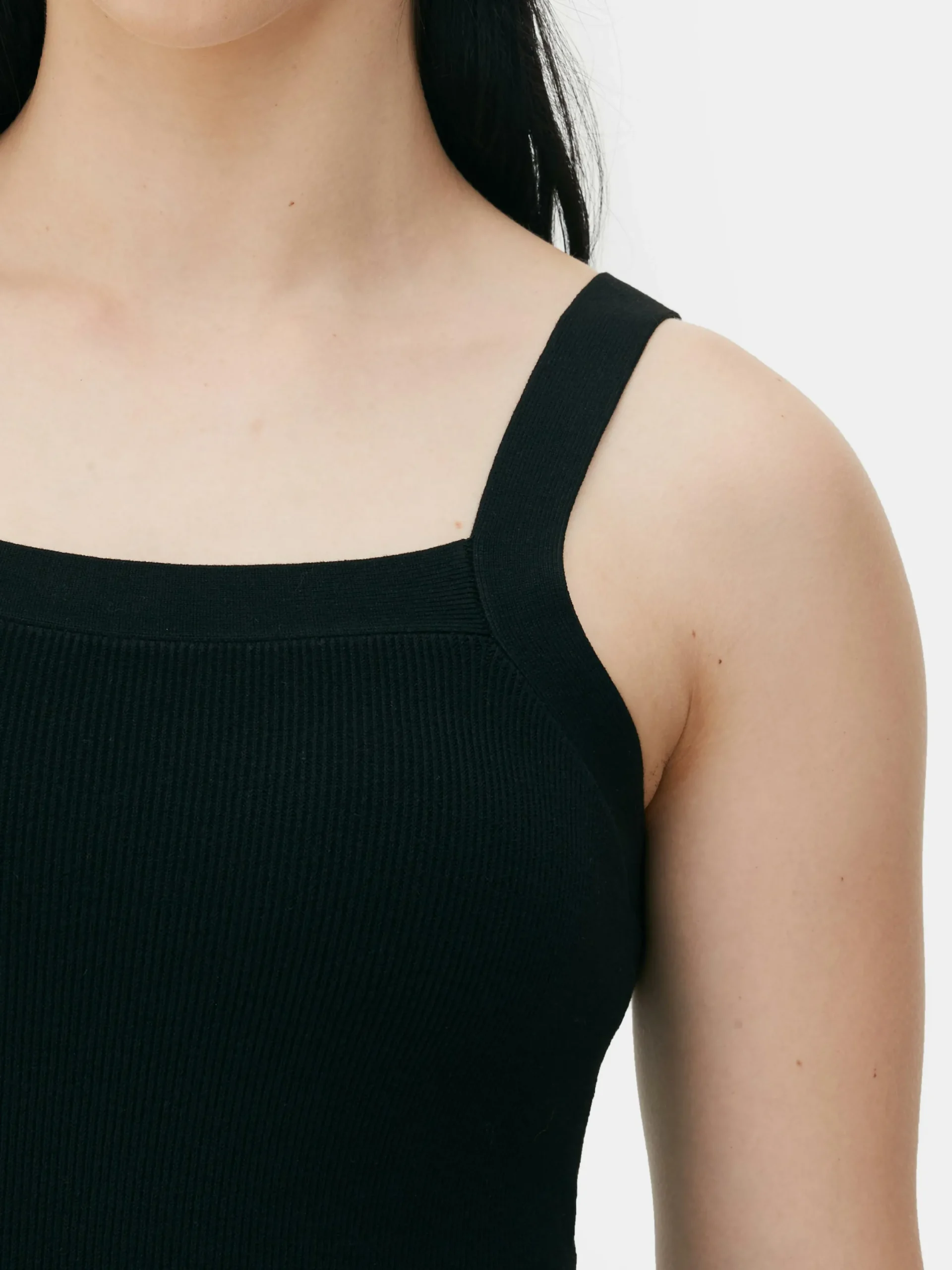 Mujer Primark Vestidos|Vestido Acanalado De Escote Cuadrado