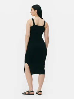 Mujer Primark Vestidos|Vestido Acanalado De Escote Cuadrado