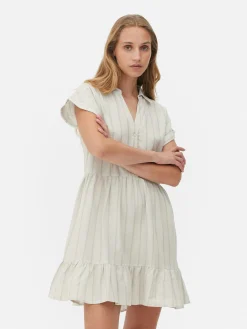 Mujer Primark Vestidos|Vestido Corto Camisero De Manga Corta