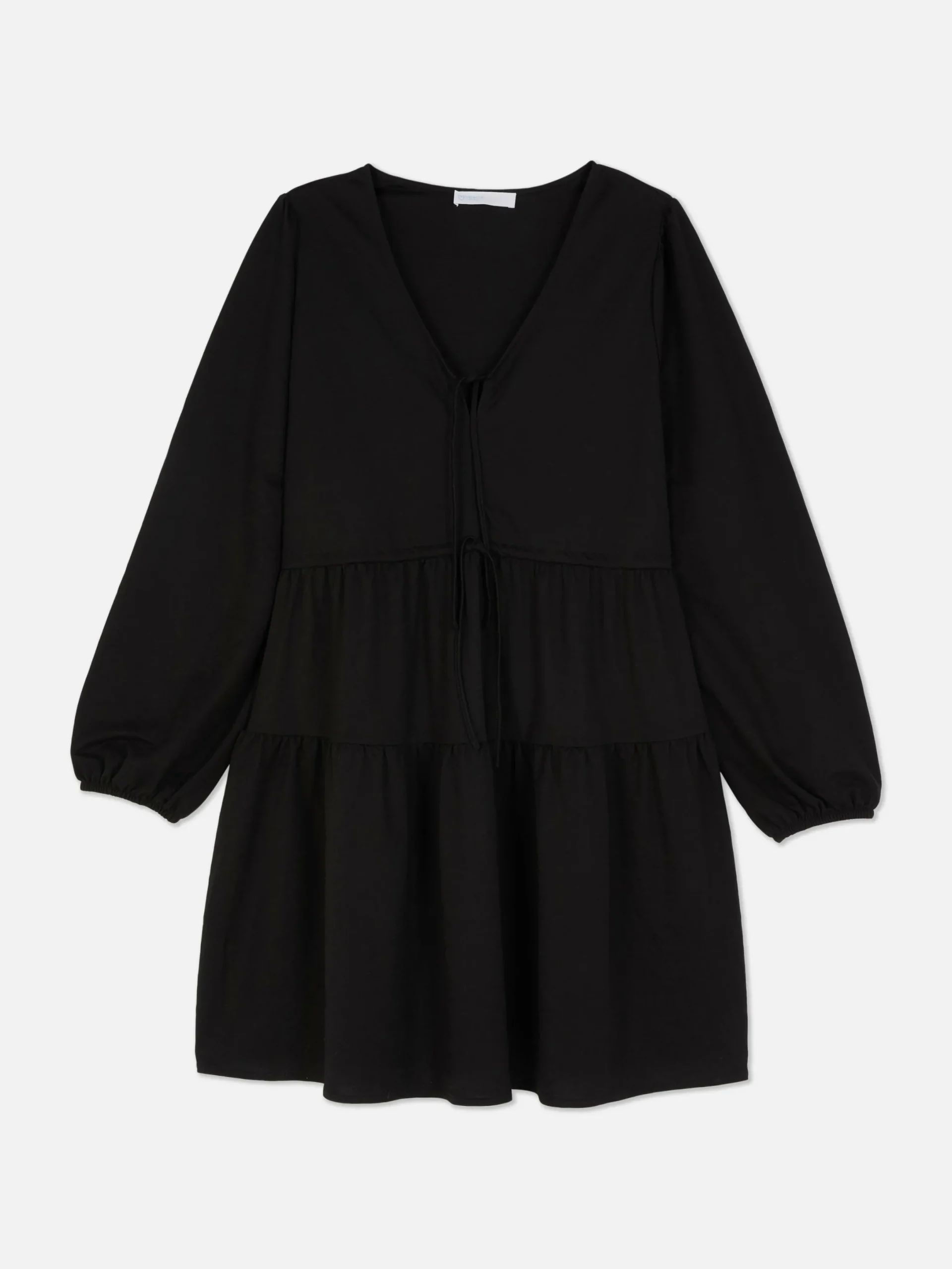 Mujer Primark Vestidos|Vestido Corto Con Vuelo, Cuello De Pico Y Lazada