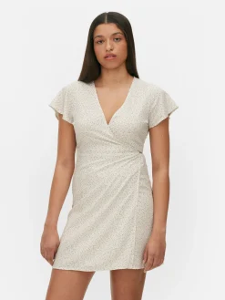 Mujer Primark Vestidos|Vestido Corto Cruzado Con Mangas Casquillo