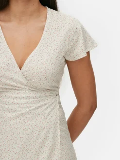 Mujer Primark Vestidos|Vestido Corto Cruzado Con Mangas Casquillo