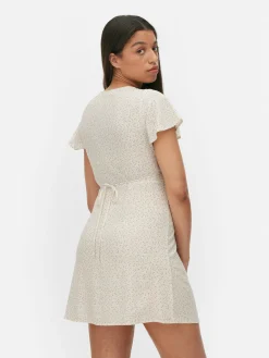 Mujer Primark Vestidos|Vestido Corto Cruzado Con Mangas Casquillo