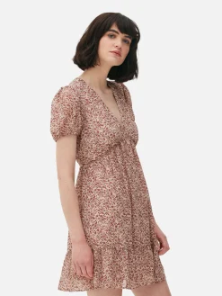 Mujer Primark Vestidos|Vestido Corto De Gasa Con Mangas Abullonadas