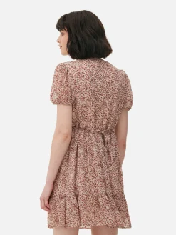 Mujer Primark Vestidos|Vestido Corto De Gasa Con Mangas Abullonadas