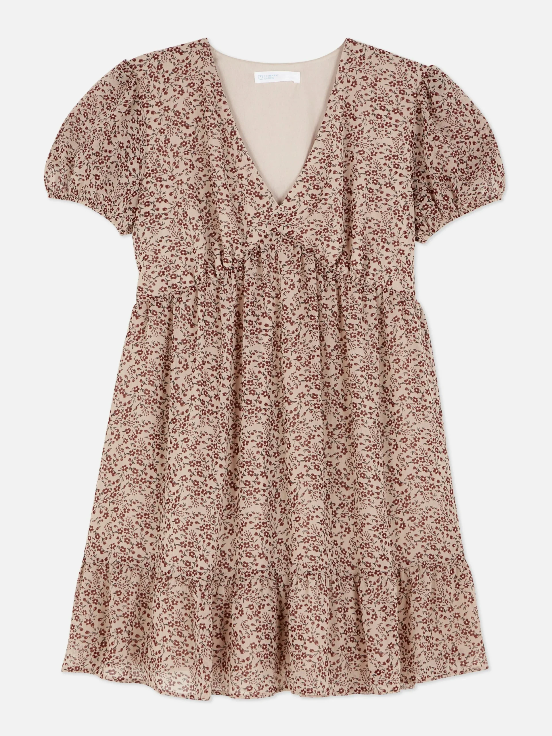 Mujer Primark Vestidos|Vestido Corto De Gasa Con Mangas Abullonadas