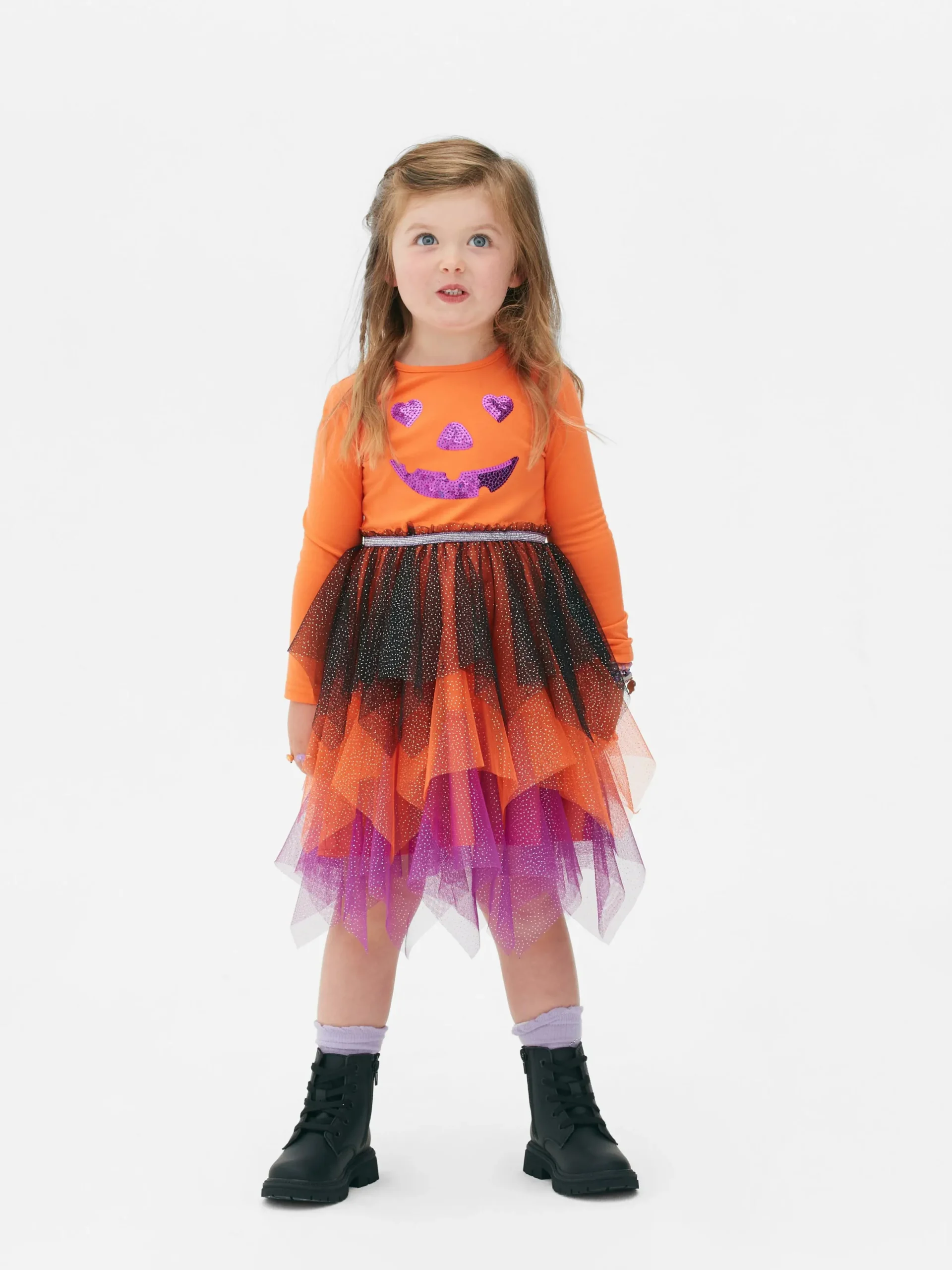Niños Primark Disfraces De Halloween Infantiles|Vestidos|Vestido De Halloween Con Calabaza De Lentejuelas