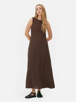 Mujer Primark Vestidos|Vestido Largo Texturizado A Rayas Sin Mangas