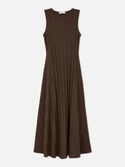 Mujer Primark Vestidos|Vestido Largo Texturizado A Rayas Sin Mangas