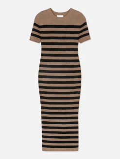 Mujer Primark Vestidos|Vestido Midi De Tipo Jersey Y Manga Corta