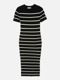 Mujer Primark Vestidos|Vestido Midi De Tipo Jersey Y Manga Corta