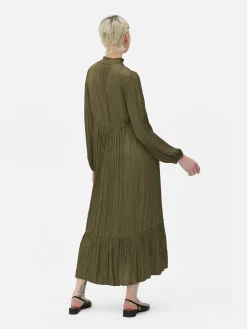 Mujer Primark Vestidos|Vestido Midi Plisado De Satén