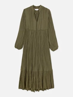 Mujer Primark Vestidos|Vestido Midi Plisado De Satén