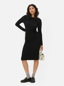 Mujer Primark Vestidos|Vestido Tipo Jersey De Manga Larga Y Cuello Redondo