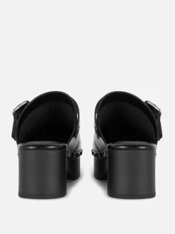 Mujer Primark Tacones|Zuecos Gruesos De Tacón Con Tachuelas De Rita Ora