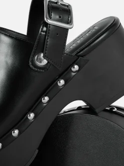 Mujer Primark Tacones|Zuecos Gruesos De Tacón Con Tachuelas De Rita Ora